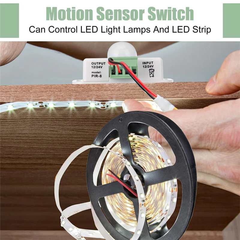 FEDI-6 Pack 12V 24V PIR Sensor LED Motion Sensor Motion Detector Light Switch Body Infrared Sensing Motion Timing Function
