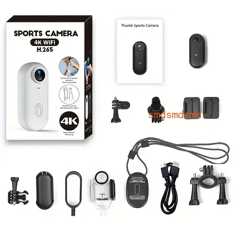 4K Thumb Action Camera, HD Sports Camera, Digital Image Stabilization, Automatic Exposure, 800mAh Battery, Rechargeable Lithium