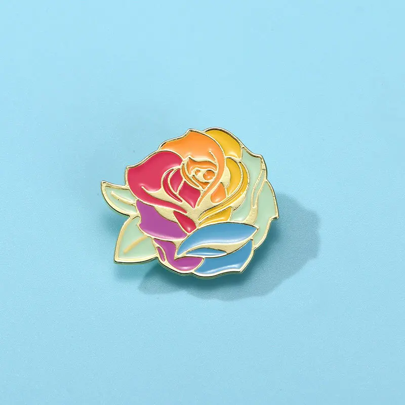 

New Luxury Enamel Colorful Rose Cartoon Brooch Fashion Alloy Badge Pin For DIY Bags Shoes Hat Scarf T-shirt Jeans Decoration