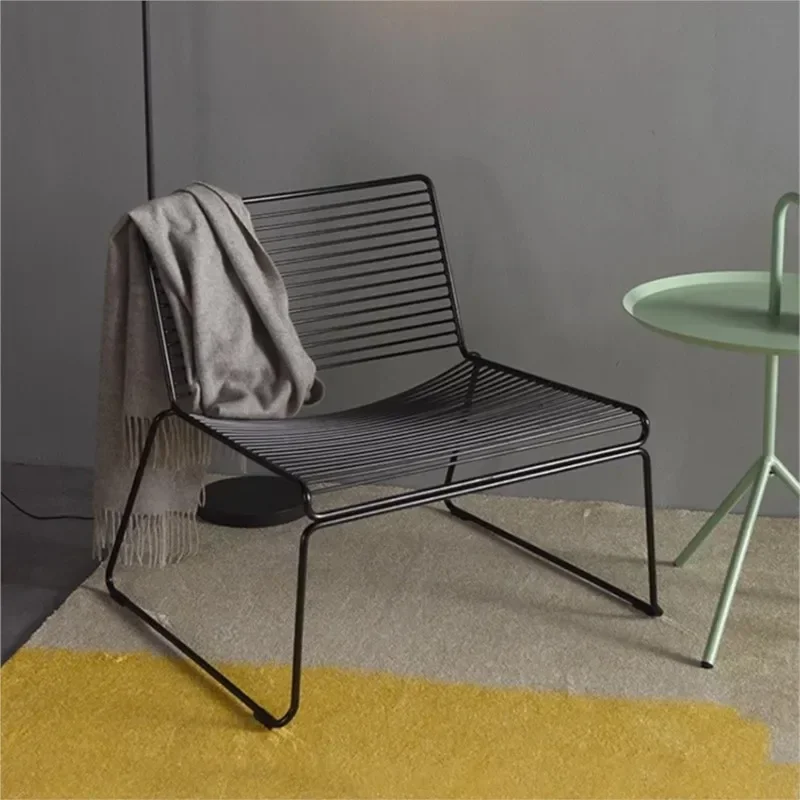 Armchair Furniture Scandinavian Ins Woven Sofa Single Household Iron Lazy Leisure Backrest Stool Net Red Photo Clothing image 5