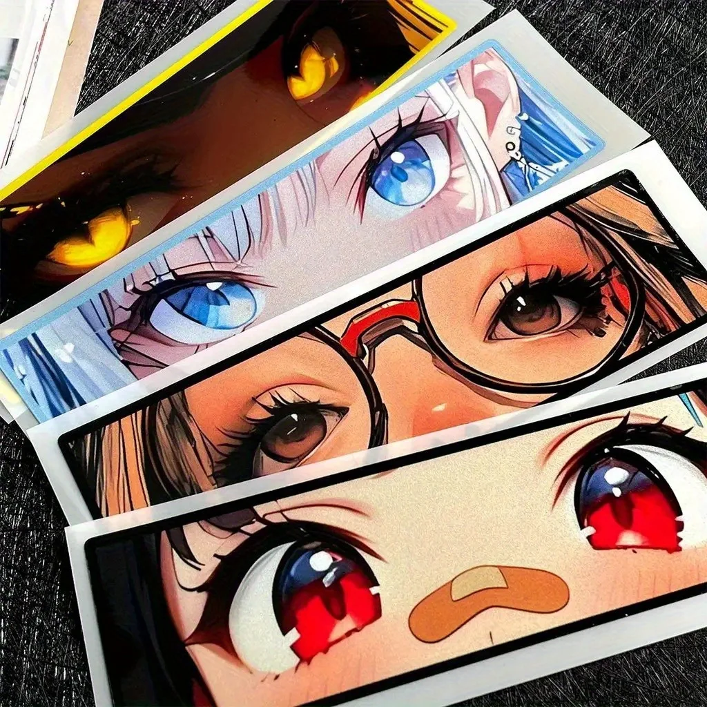 Anime Girl Eyes Waterproof PVC Vinyl Sticker Decal For JDM Car Motorcycle Helmet Scooter Decor view 3