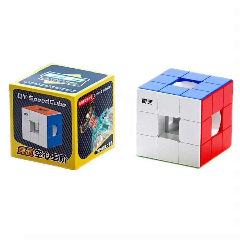 Qiyi Kubus Ajaib Berongga 3X3 Mainan Fidget Kecepatan Tanpa Stiker Profesional Hadiah Mainan Puzzle Cubo Magico Sandwich Berongga 3X3