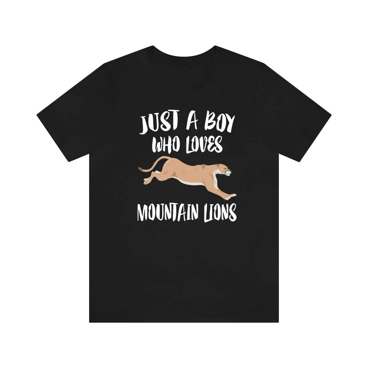 Just A Boy Who Loves Mountain Lions T Shirt Lion Lover Cougar Animal Adult Kids