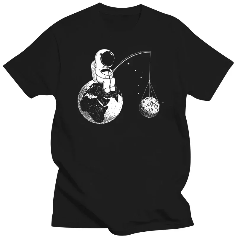 heavyweight Informal Men's high quality t-shirt 100%cotton loose Funny design astronaut printing men's tops coomale tee shirts