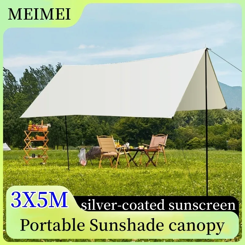 

Camping Canopy Tent Awning Silver-coated Sunscreen Rainproof Windproof Outdoor Spring Picnic Pergola Portable Sunshade Canopy