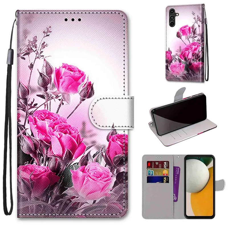 Leather Magnetic Case For Samsung Galaxy A15 A05 A05s A25 A24 A14 4G A34 A54 5G Phone Cover Flip Wallet Painted Funda Etui A156