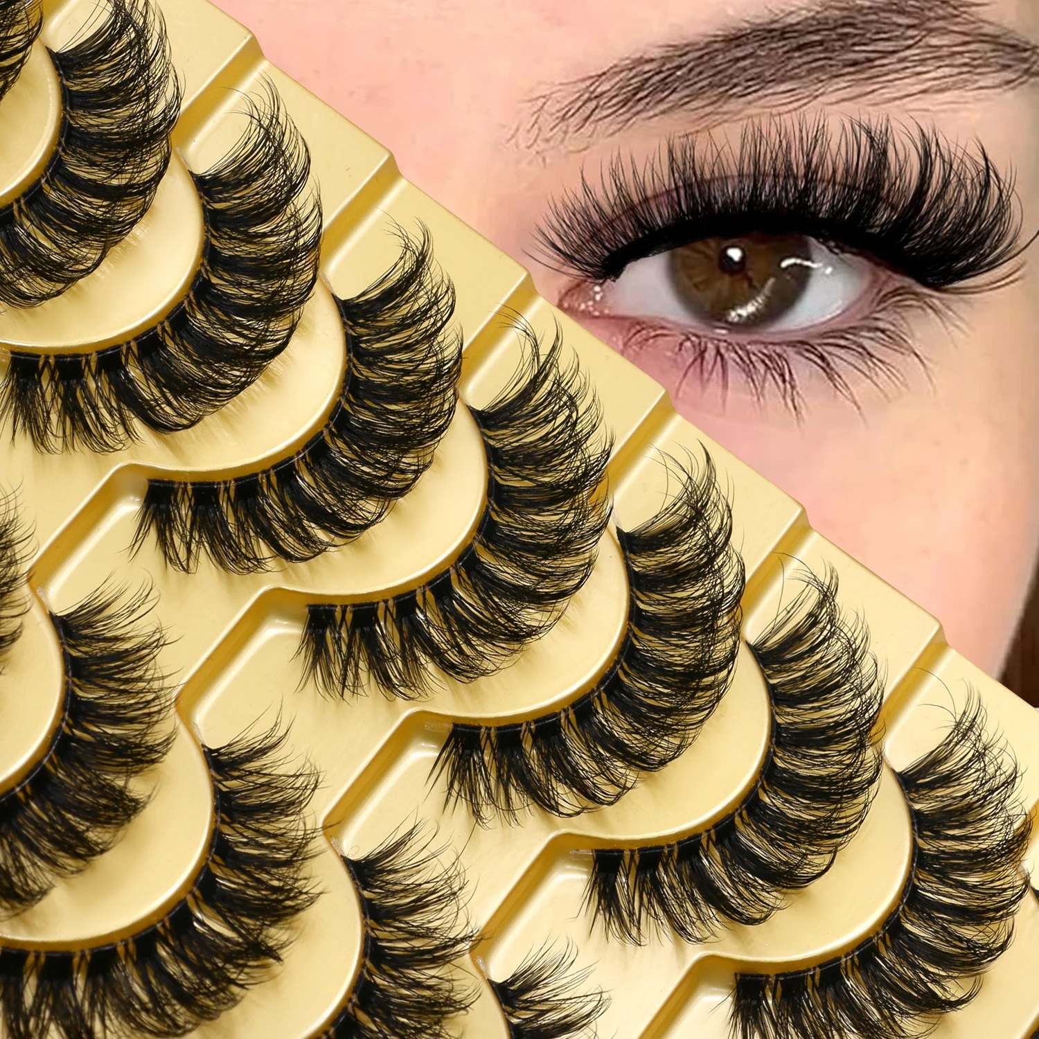 VELTRINAY 猫のまつげつけまつげロシアストリップまつげ 3D カールフェイクミンクまつげうっすらふわふわナチュラルつけまつげメイクアップ