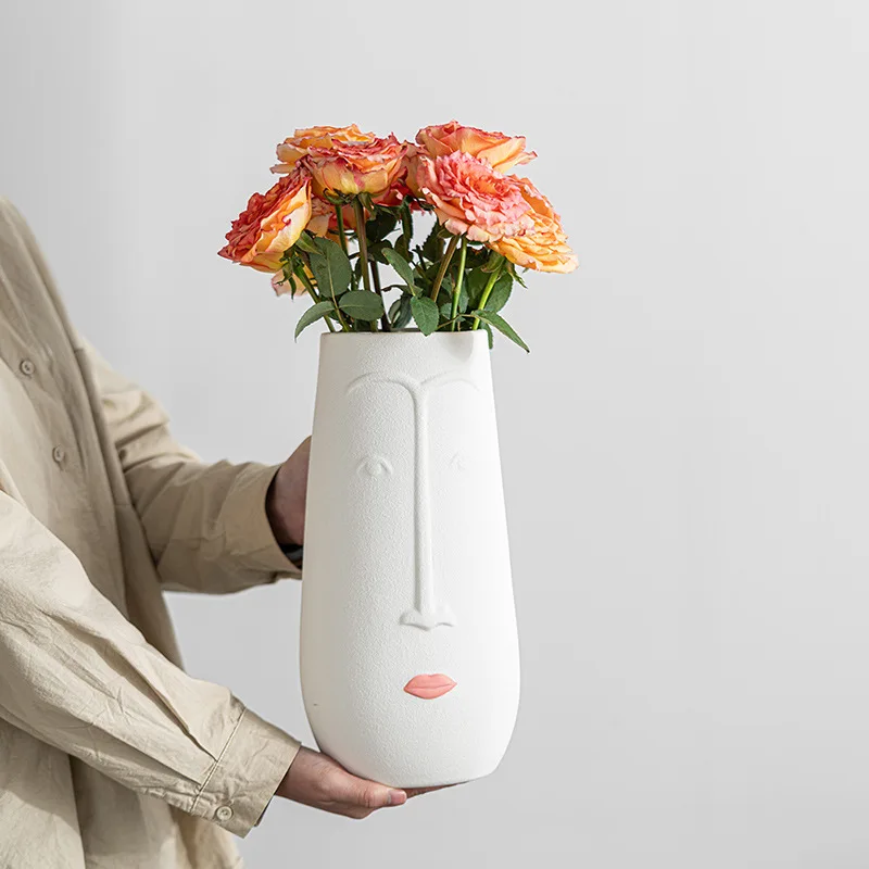 Neue europäische Keramikvase mit großem Durchmesser, kreatives Keramik-Tischdekor, hochwertiges, schlichtes Design für Zuhause