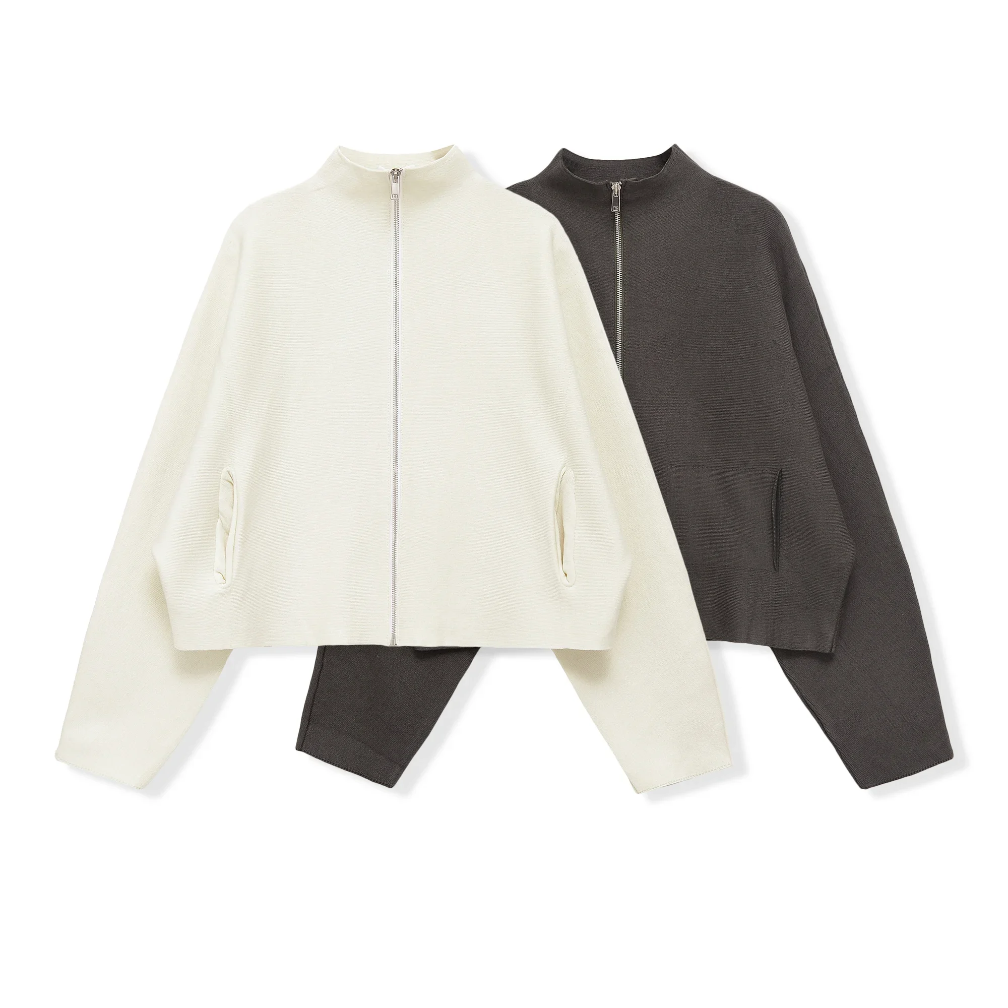 Autumn Winter New Arrival Women's Knitted Jacket Women Long Sleeve Stand Collar Outerwear Versatile Commute Style Short Length
