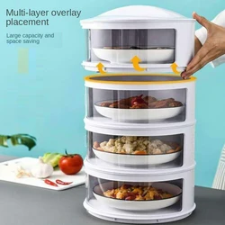 Multi-Layer Transparent Stackable Food Dome Dish Cover Food Insulation Cover Dustproof For Home Kitchen Refrigerator EL