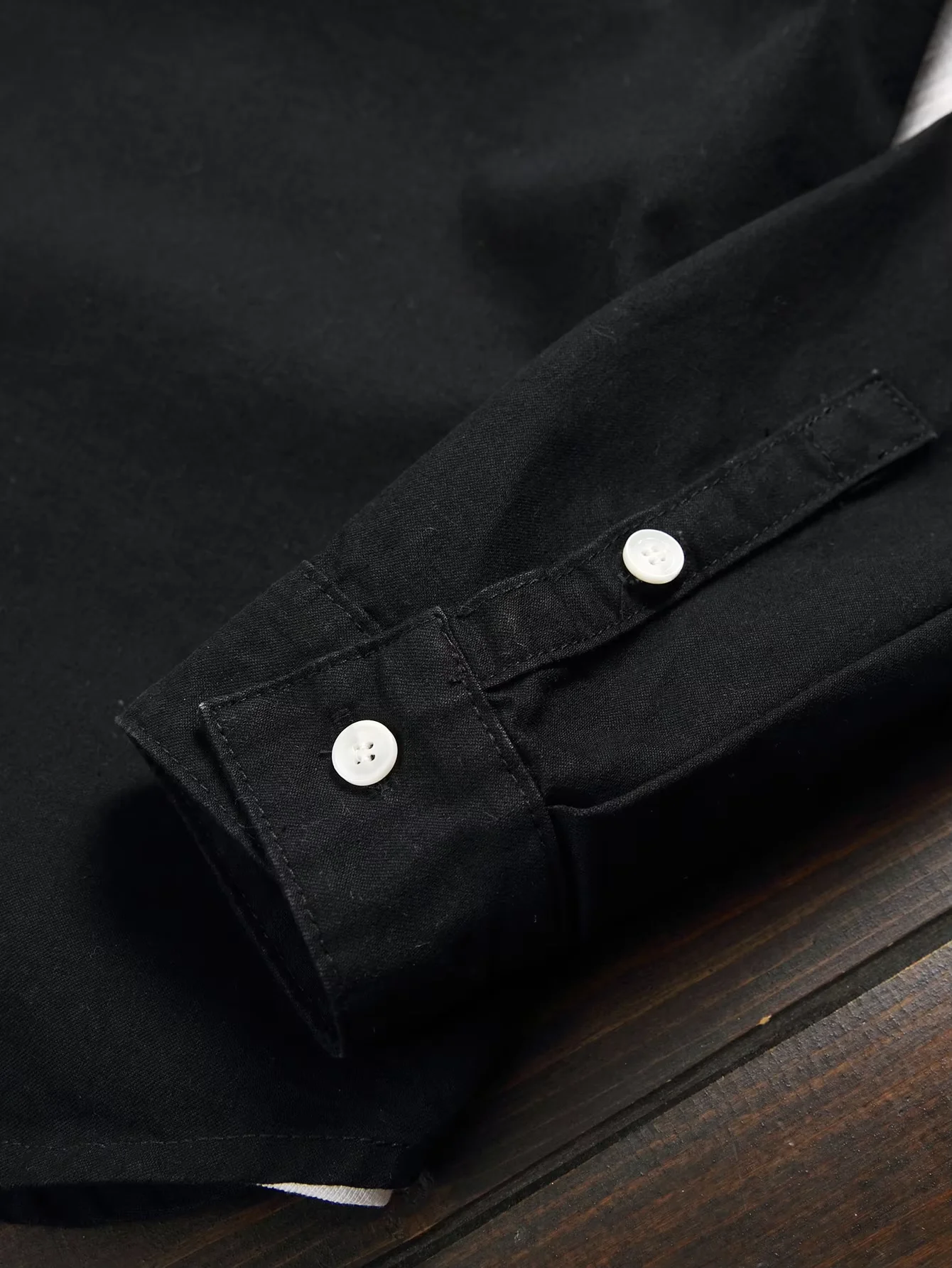 Men's Black Classic Western-Style Long Sleeve Casual Lapel Button Workwear Denim Shirt view 5