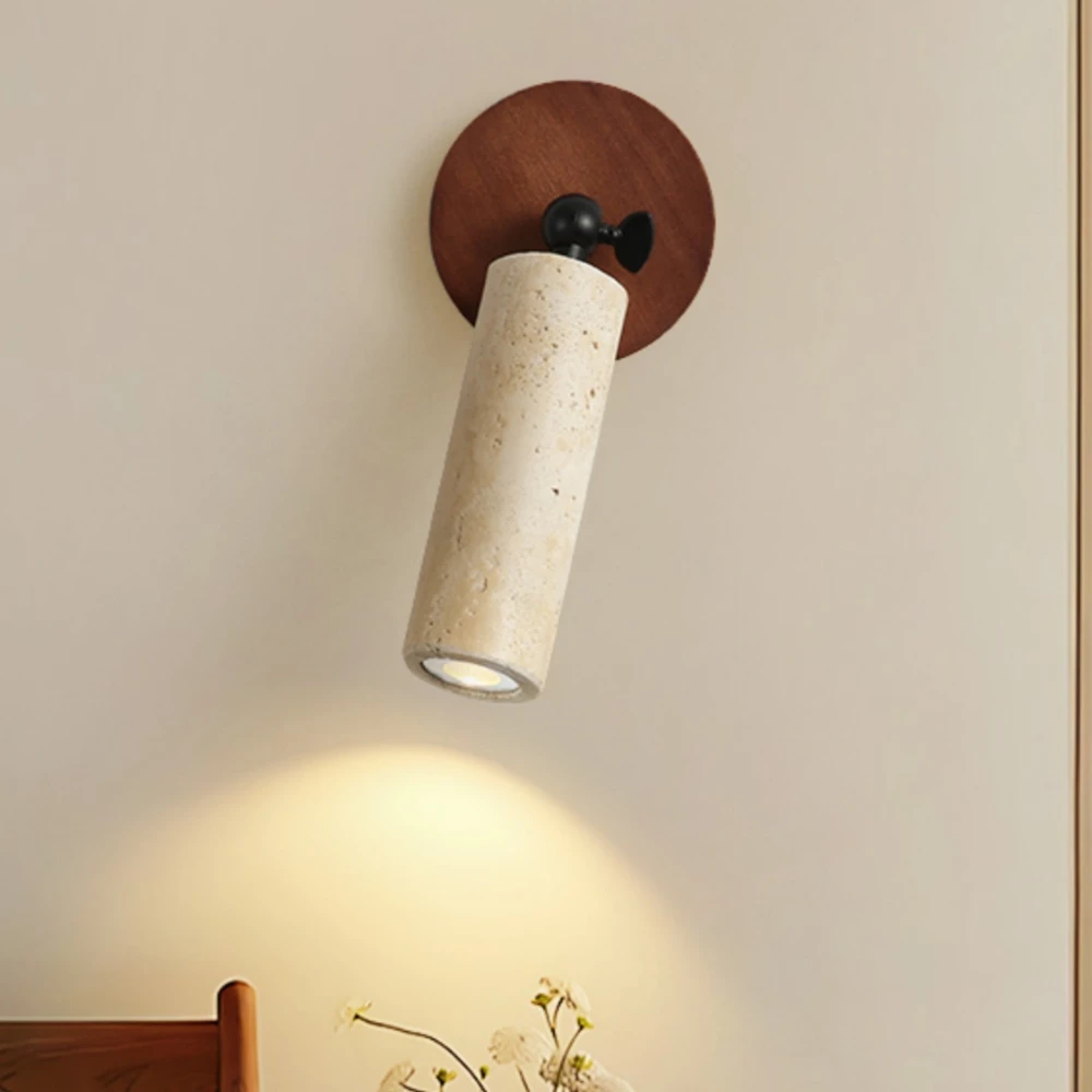 Yellow Travertine Wall Lamp Modern LED Wall Light Indoor Room Decoration Bedside Lighting Applique Murale Rotatable Light