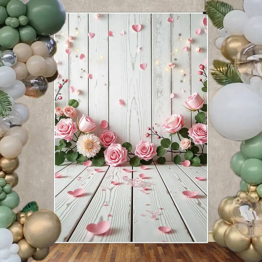 ดวงจันทร์. QG ดอกไม้ฤดูใบไม้ผลิไม้ Plank พื้นหลังการถ่ายภาพ Bokeh Blue Garden Photocall ฉากหลังเด็กสตูดิโอ Photozone อุปกรณ์เสริม