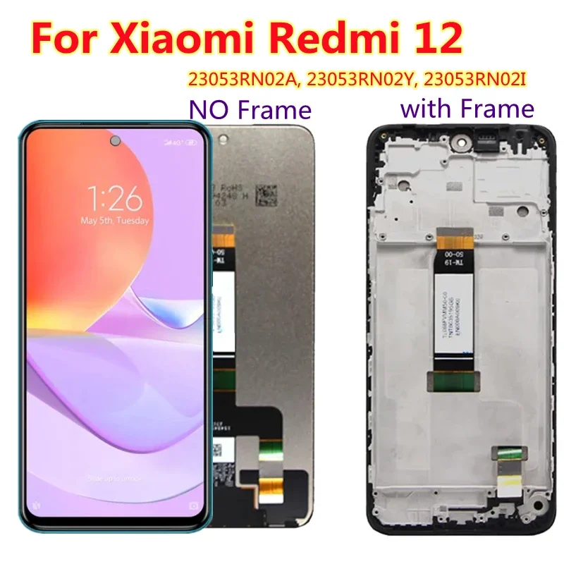 6.79 ''Xiaomi Redmi 12 LCD 23053RN02A Ekran Dokunmatik Ekran Paneli Sayısallaştırıcı Redmi 12 Ekran Çerçevesi