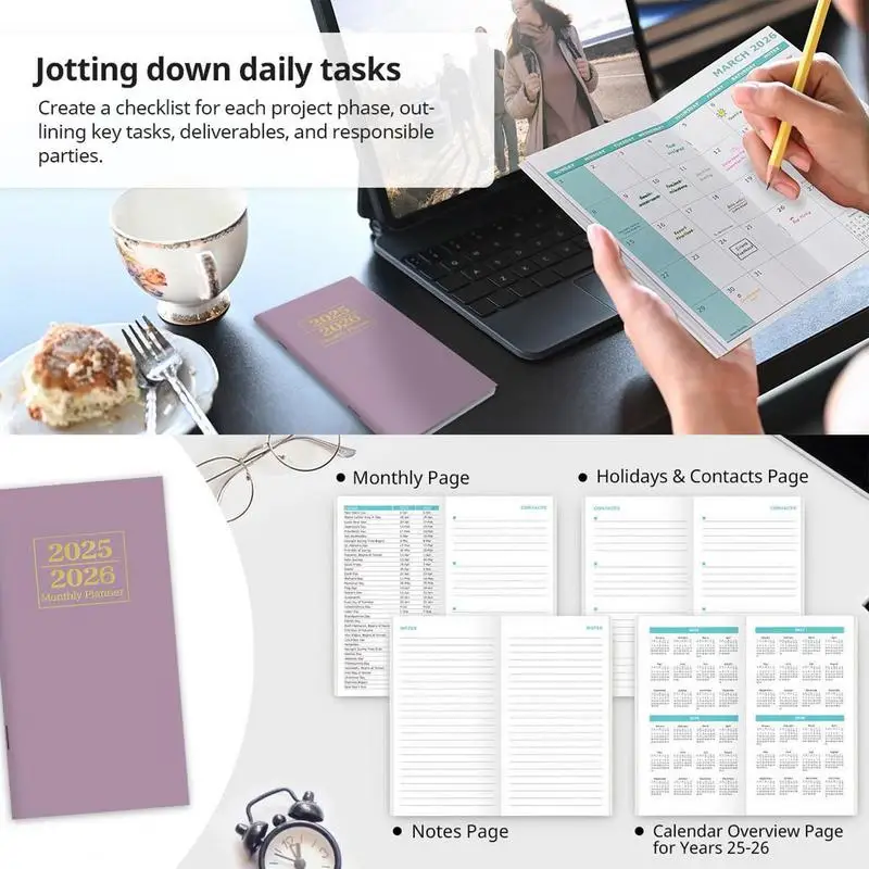 

2025-2026 Monthly Planner Business Agenda Journal 24-Month Compact Academic Organizer Notebook For College Students Teachers And
