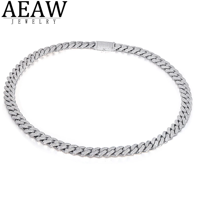 D Color Moissanite Cuban Chain Chocker Necklace Silver 925 Setting Iced Out Hip Hop For Men and Women 10mm wide  22inches