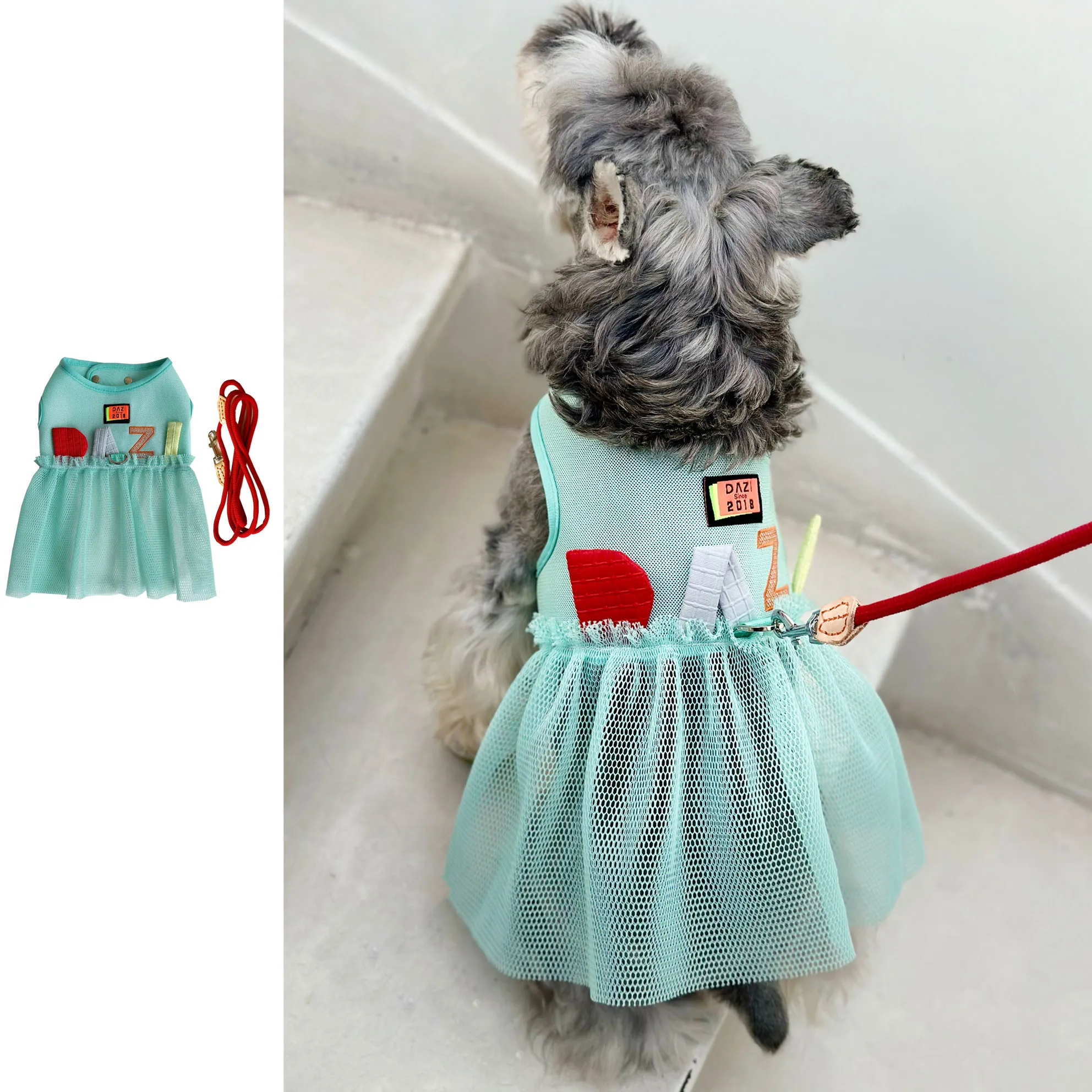 

Mesh Pet Apparel Harness Dresses For Small Dogs Puppy Luxury Princess Chest for Schnauzer Bichon Pomeranian Spring Summer Skirts