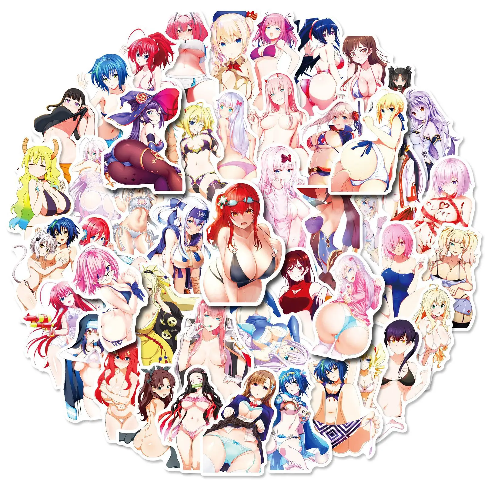 50Pcs Hentai Waifu Stickers,Sexy Anime Girl Stickers for Adults, Waterproof Vinyl Decals for Water Bottles Laptop Skateboard