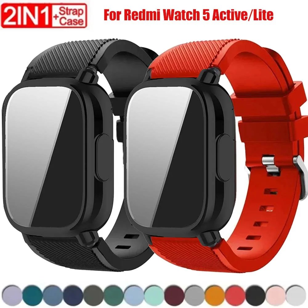 Silikonarmband mit TPU-Hülle für Xiaomi Redmi Watch 5 Active Lite Smart Watch-Armband und Hülle für Redmi Watch 5 Active Lite
