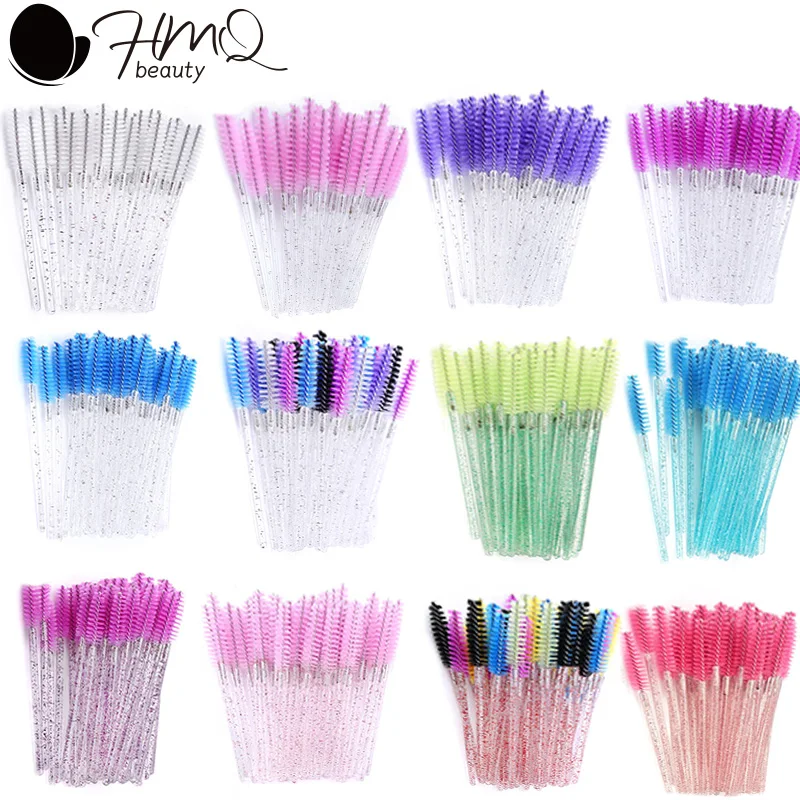

50Pcs Eyelashes Brushes Disposable Soft Head Crystal Eyebrow Brush Lash Mascara Brush Lashes Extension Eyebrow Wand Makeup Tools