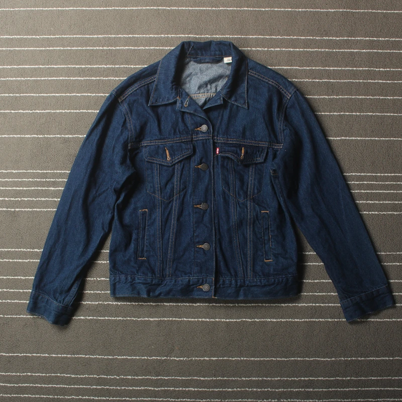 

Женское джинсовое пальто средней длины, весна-осень, свободный крой, длинный воротник-свеч, без фирменной марки, товарная марка Sle