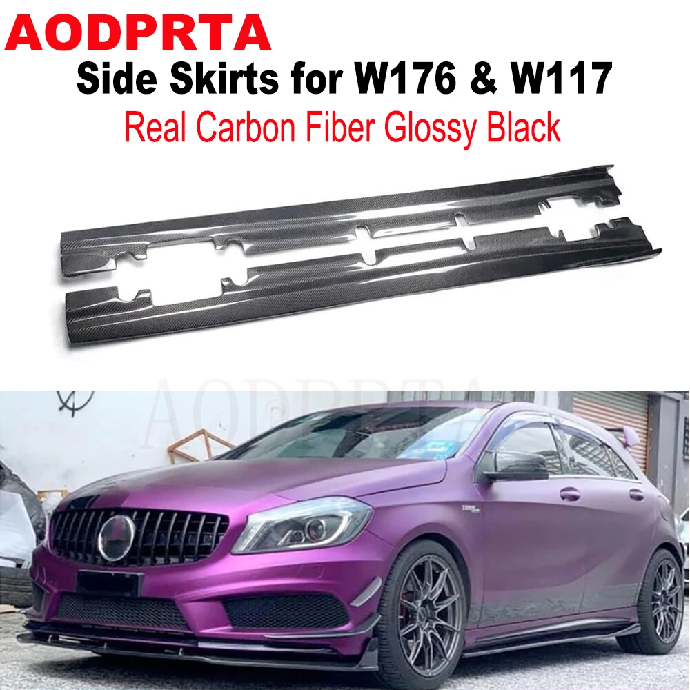 

Carbon Fiber R Style Side Skirt for Mercedes A Class W176 & CLA Class W117 AMG Package A45 CLA45 A180 A200 2013-2018