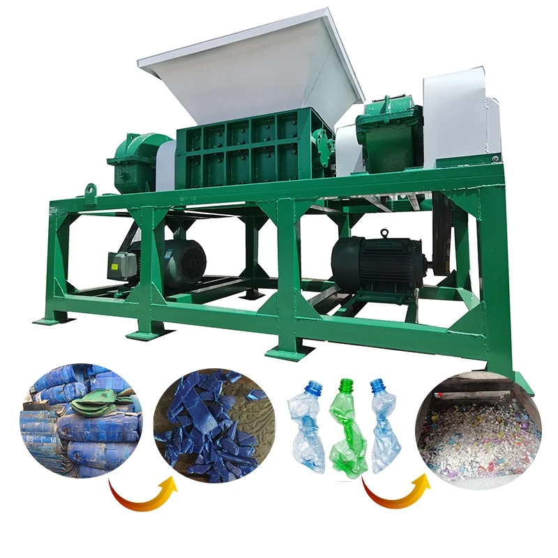 Automatic Tire Shredder Machine Double Shaft Rubber Crusher Waste Plastic Recycling Plant High Efficiency for Old Car Tyres