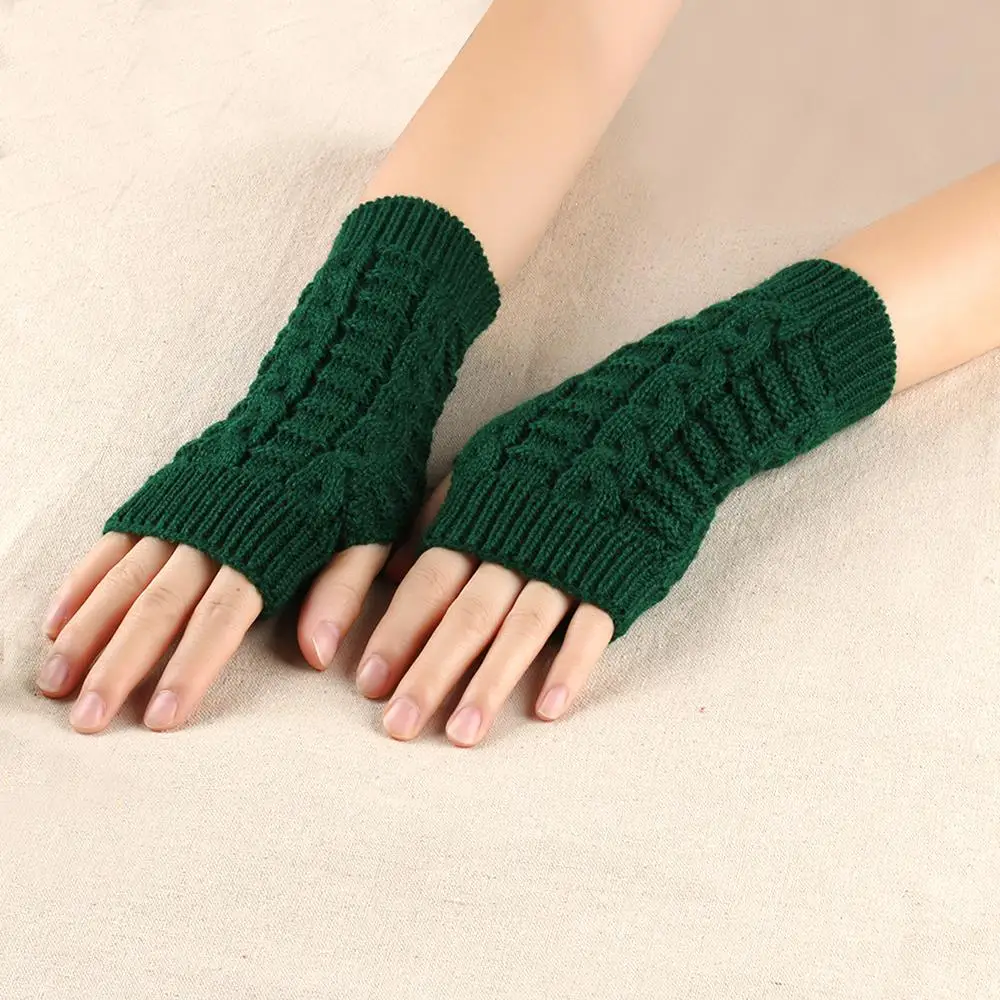 Trendy Knitted Wrist Arm Mittens Winter Warm Fingerless Ladies Gloves Hand Warmer for Women