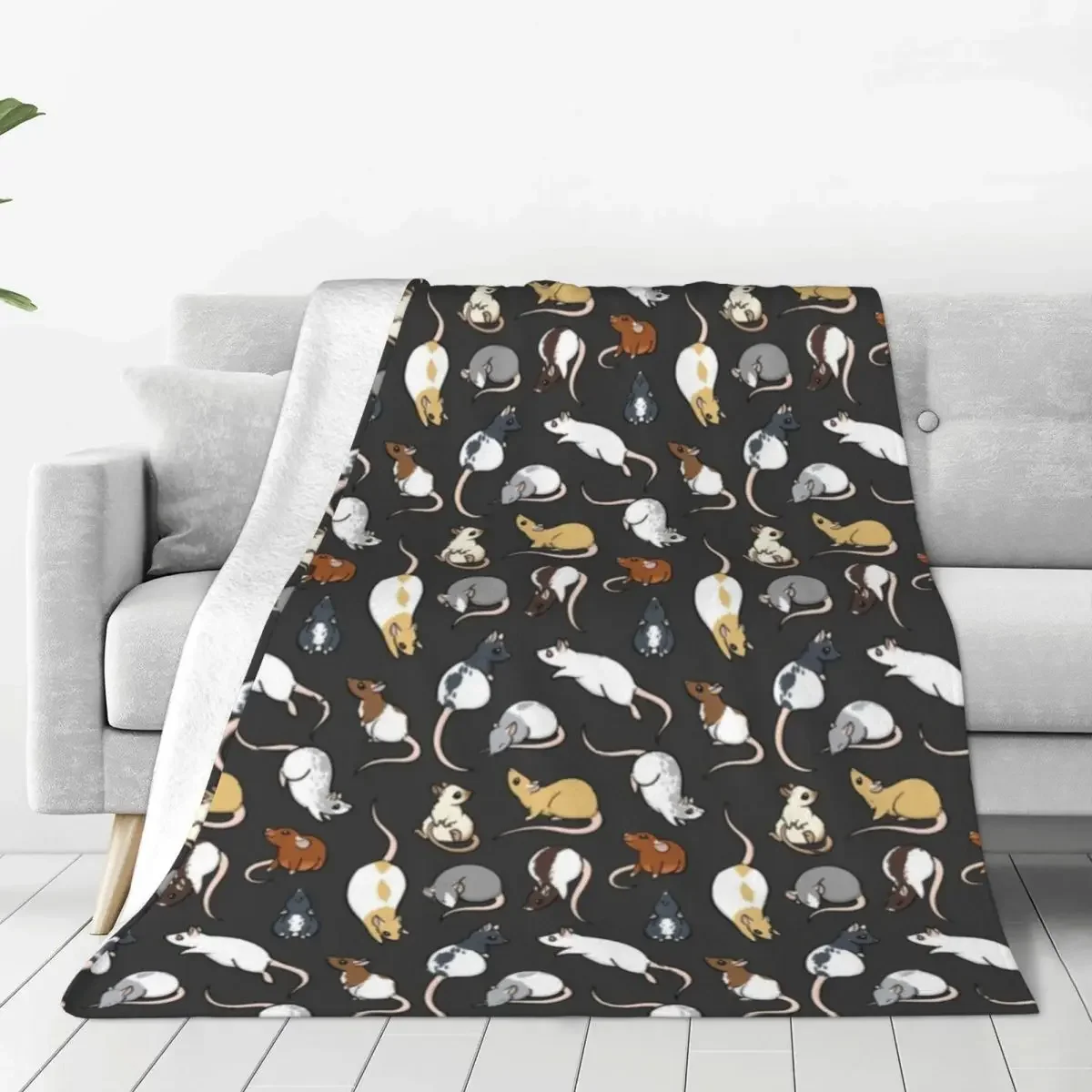 Cute Rats Warm Soft Blanket Mouse Animal Airplane Travel Bedding Throws Spring Novelty Custom Flannel Bedspread Sofa Bed Cover