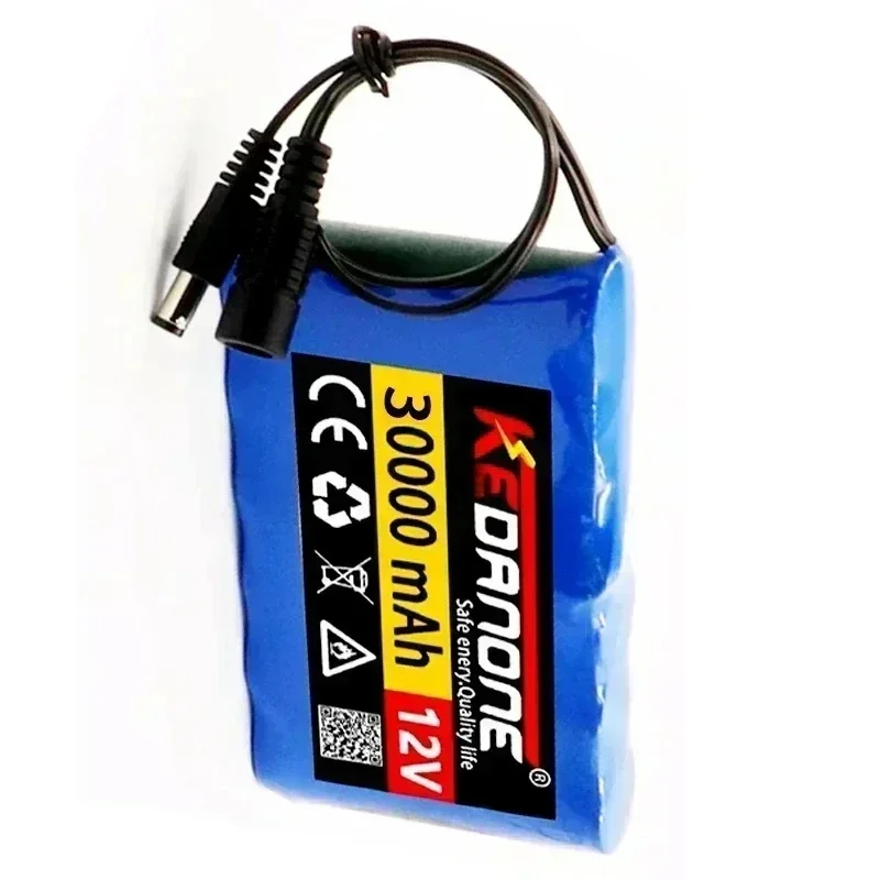 12V Portable Battery 30000mAh Standard Capacity Battery DC 12.6V 30Ah CCTV Camera Monitor + Charger