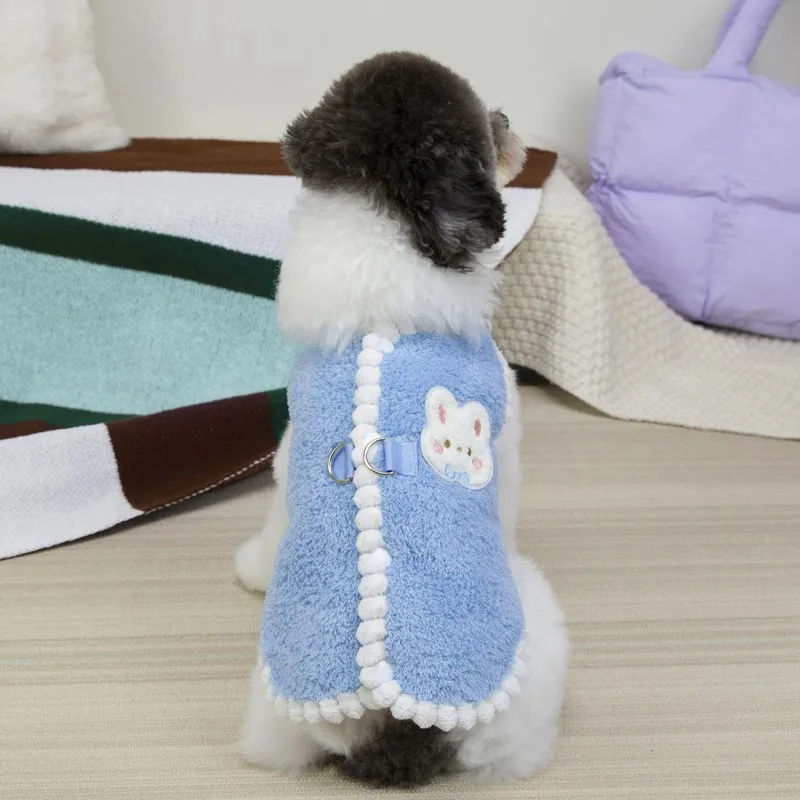 Winter-Hundekleidung, niedlicher Hundejackenmantel mit D-Ring, weiche Fleece-warme Weste für Hunde, Katzen, Welpenpullover, Dackel, Haustierweste – Detail 9