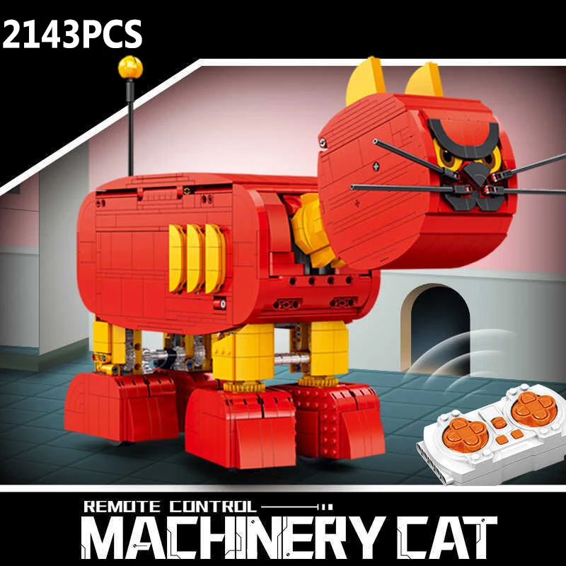 

2143PCS MOC Creative Anime Cat and Mouse Building Blocks Electric Remote Control Machine Cat Assembling Model Toys for Kids Gift