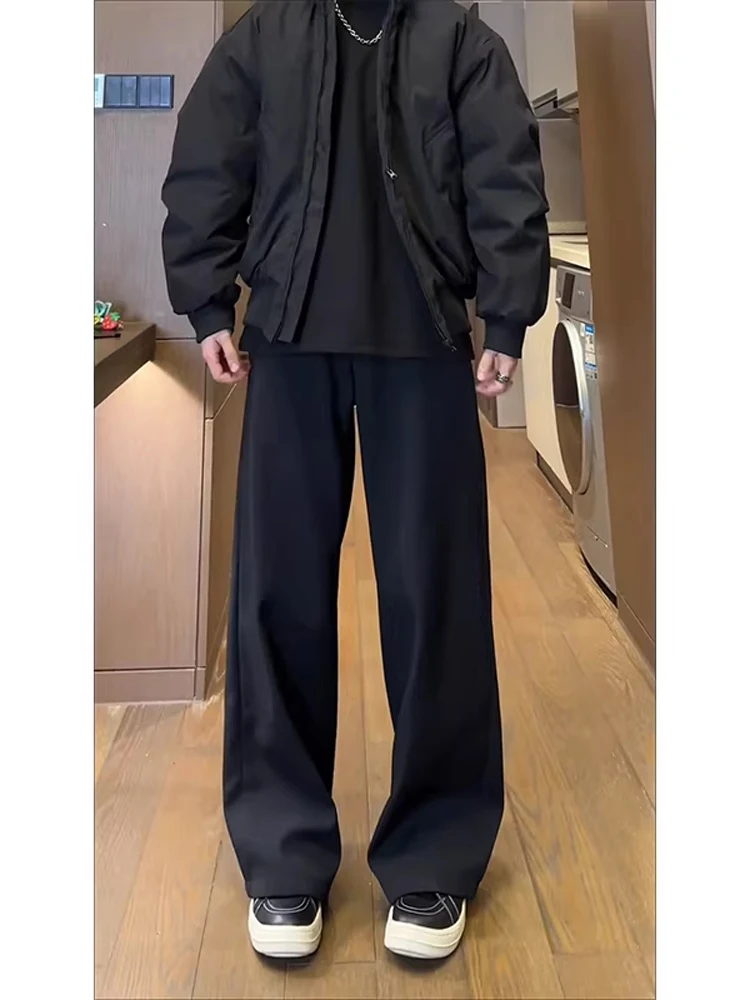

Bla Cleanfit Men's Casual Pants Draped Waist Belt Flared Legs Autumn Winter Lazy High-End Straight Leg Trousers