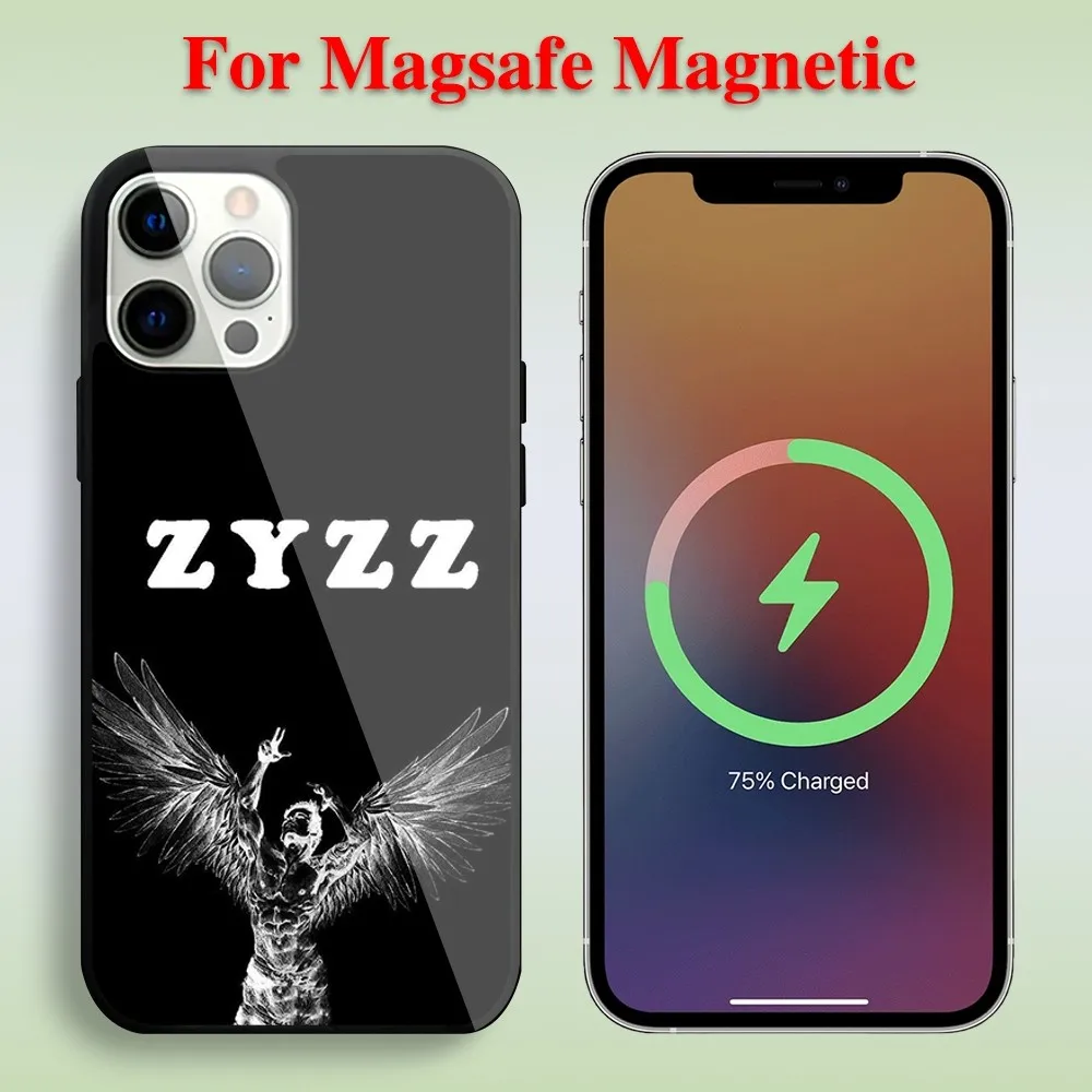 Bodybuilders model ZYZZ Phone Case For iPhone 11 12 13 14 15 Max Plus Pro Wireless Magnetic Glass Magsafe Charging Shell