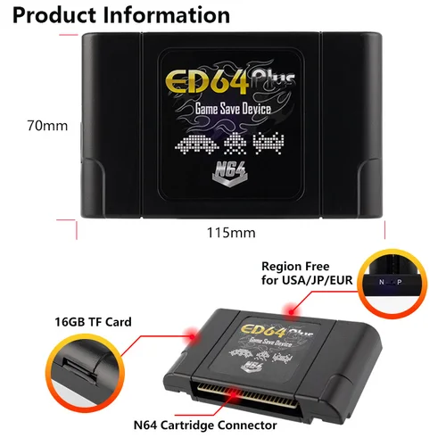 Imagen 2 del producto Tarjeta de juego 340 en 1 para ED64 Plus de 64 bits con caja de venta al por menor para consola de videojuegos N64 Cartucho de juego NTSC y PAL