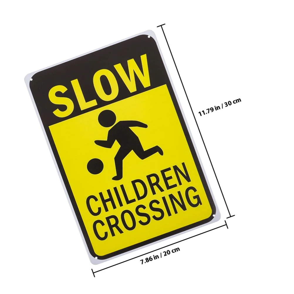 Slow Children Crossing Sign Metal Weatherproof Road Sign Bright Clear Kids Safety Caution for Traffic Signs