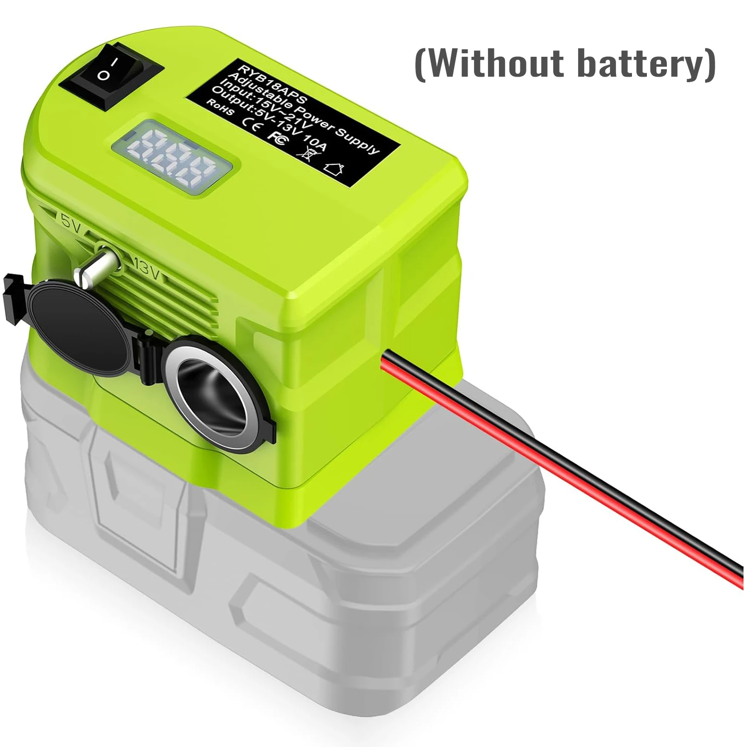 18V zu 12V Abwärtswandler für Ryobi 18V Li-Ionen-Akku, Power-Wheel-Adapter, Spannungsreduzierer, Transformator mit Zigarettenanzünderanschluss – Detail 1