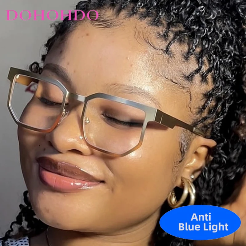 

Luxury Design Irregular Metal Square Frame Trendy Brand Anti-Blue Light Men Women Glasses Computer Reading Optical Eyeglasses