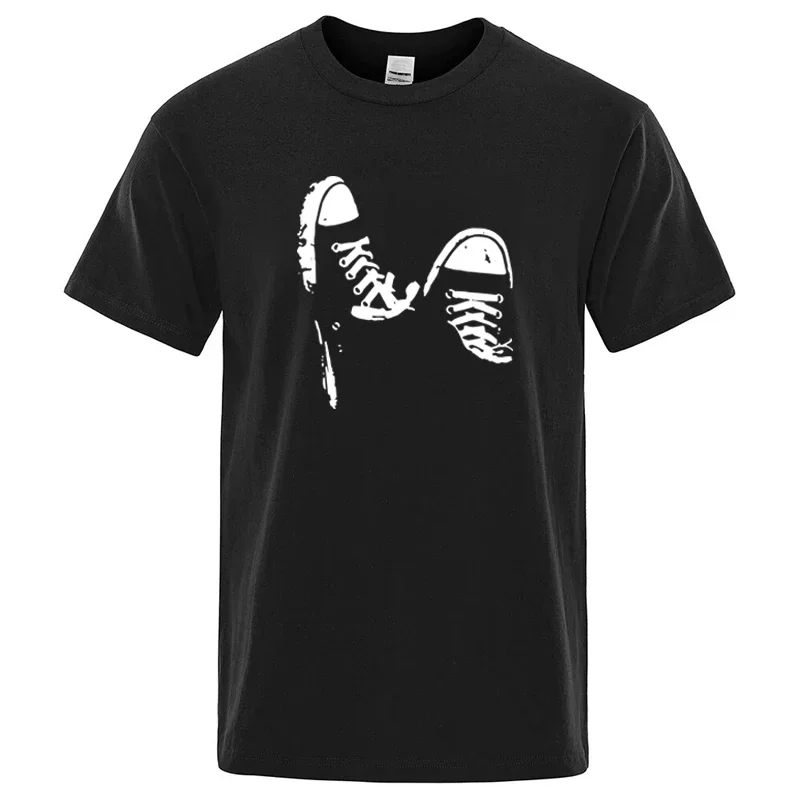 Sommermode für Männer: Hochwertiges Casual Kurzarm-T-Shirt mit Skate-Schuh-Print, Lässiges Cooles Hip-Hop Oberteil für Herren – Detail 4