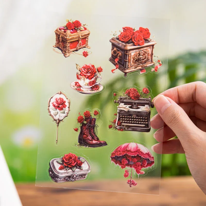 20 hojas de pegatinas para mascotas, manualidades de jardín floreciente, mariposa, planta de baile, manual, decoración, pegatina para álbum de recortes, 176x115MM