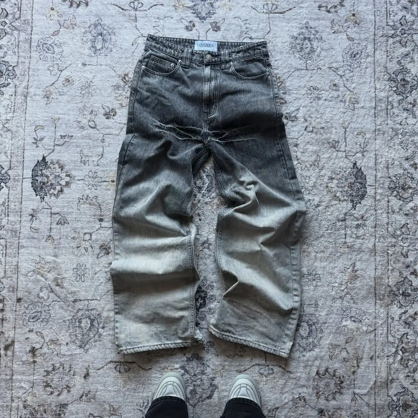 

Hip Hop Y2k Jeans Straight Leg Wide Leg Jeans for Men Retro Washed Tie Dye Pattern Casual Loose Pants Streetwear Denim Trousers