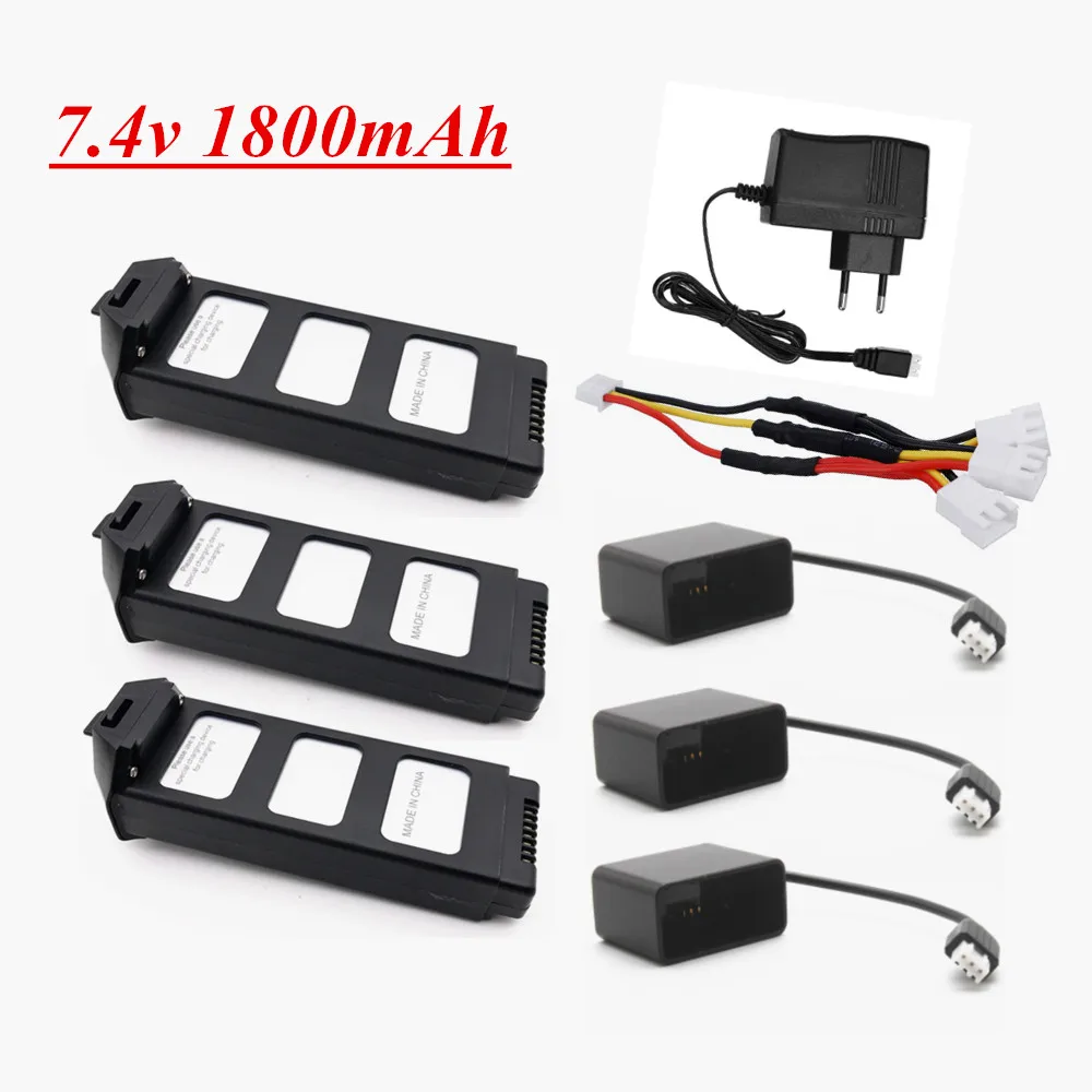 

7.4V 1800mAh Battery For MJX R/C Bugs 5W B5W JJRC X5 Pro RC Quadcopter Drone Spare Part 7.4v LiPo Battery Charger Set