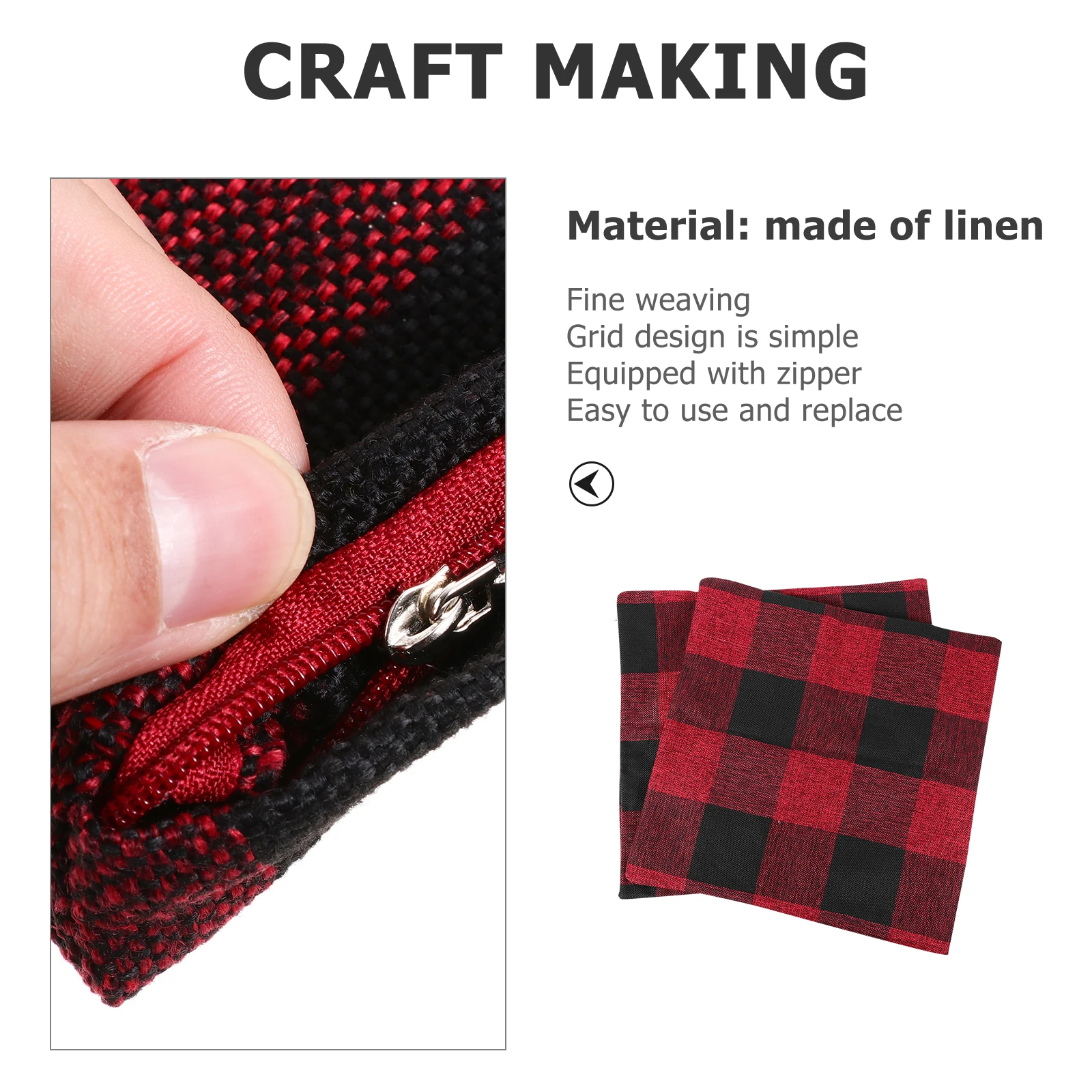 

2Pcs Pillowcase Simple Grid Pattern Flax Pillow Cover Comfortable Protective Bolster Case Home Sofa Cushion Case