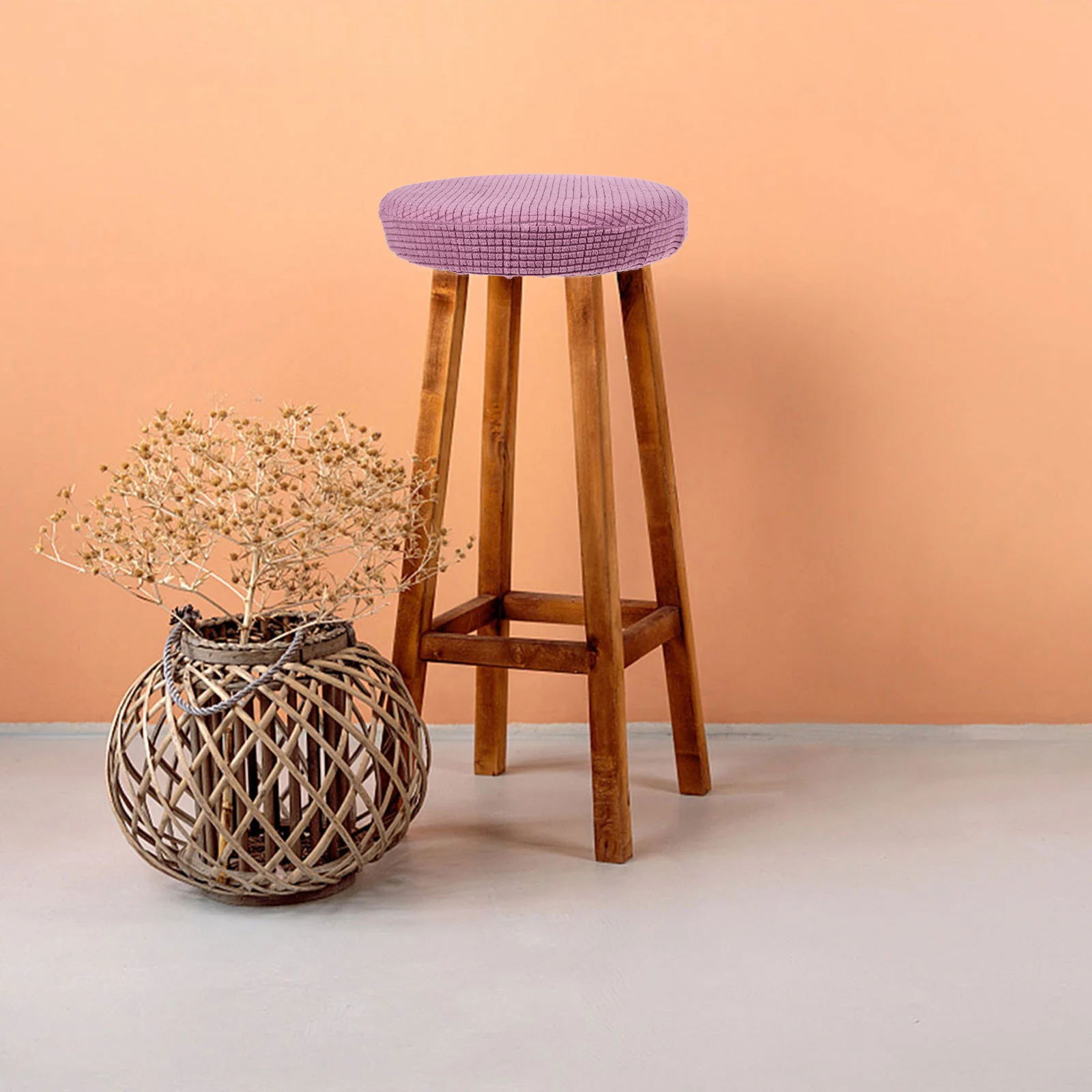 

Round Elastic Chair Protector Stretchy Seat Cover Light Purple 30-38cm Diameter for Wedding Party Hotel Office Dining Ceremony