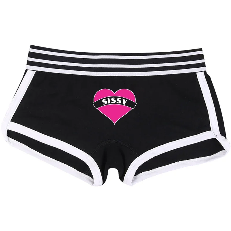 SISSY Pink Heart Underwear for Women Female Boxer Shorts Cotton Boy Shorts Girl Panties Breathable Womens Intimates Lingerie