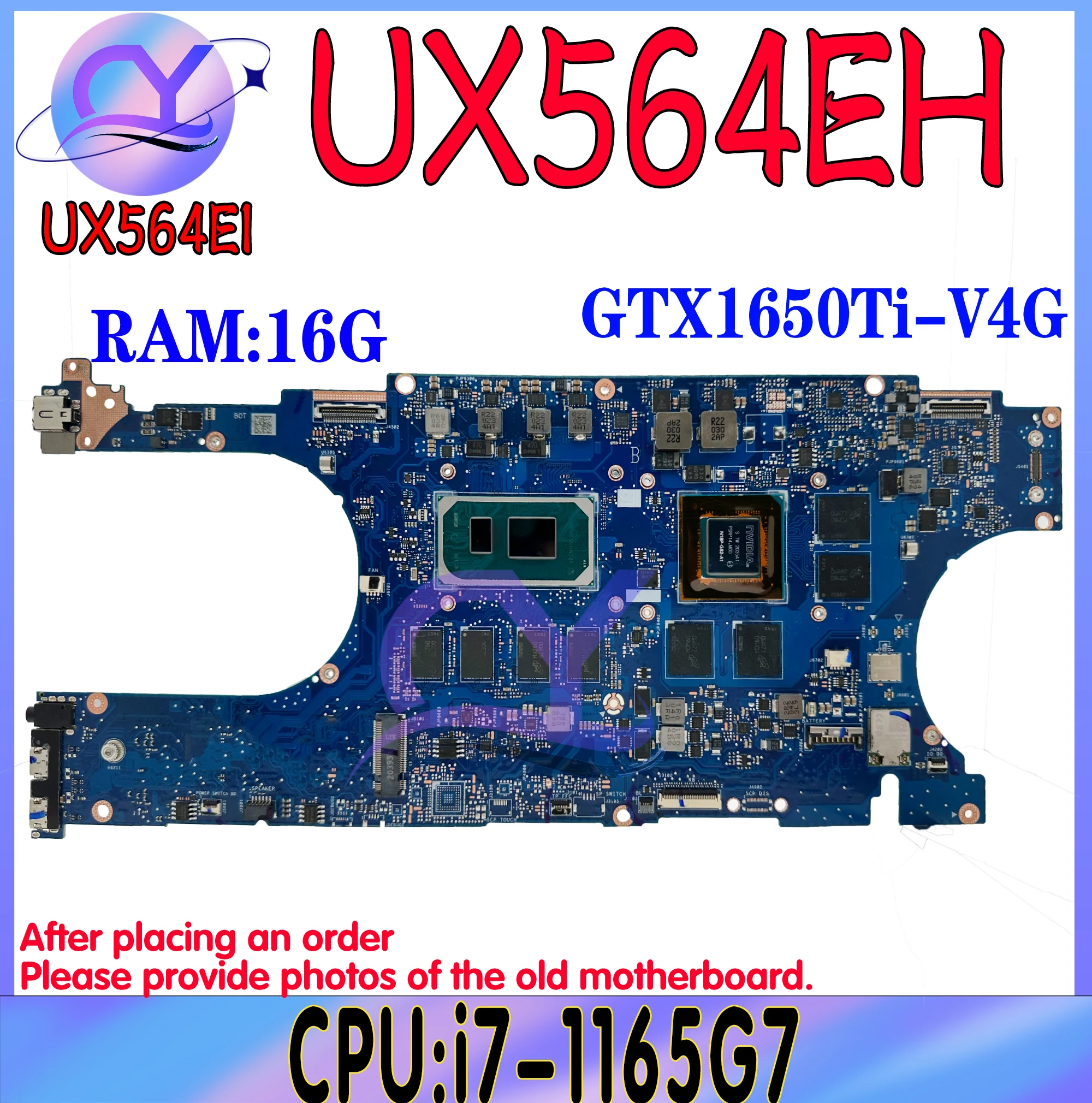 

UX564EH Mainboard For ASUS UX564E UX564EI Q538EI RX564EI RX564E Motherboard i5 i7 i9-11th Gen GTX1650Ti/V4G RAM/16G 100% Test OK