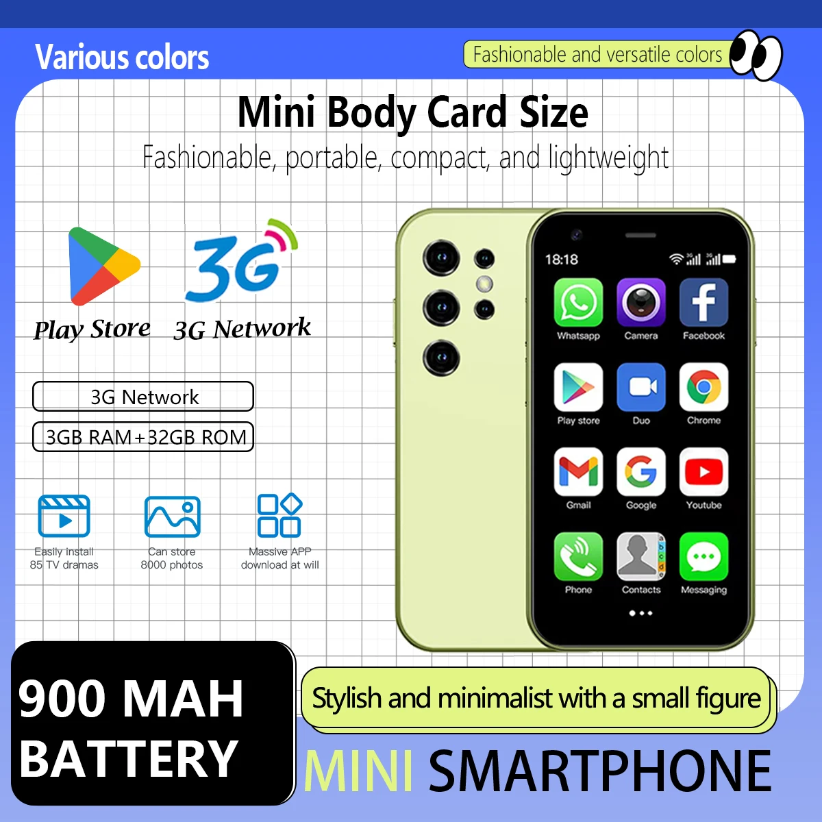 Mini-24 ultra compact 3-inch Android smartphone | 3GB RAM 32GB ROM Best gift for friends and family (multi-color, cheap)
