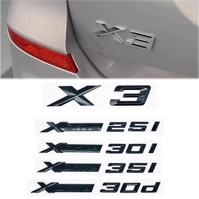 3D ABS Letter Badges for Trunk Emblem Suitable for BMW X3 Models E83 F25 G01 as Well as XDrive 20i 28i 30i 35i 20d 30d SDrive20i