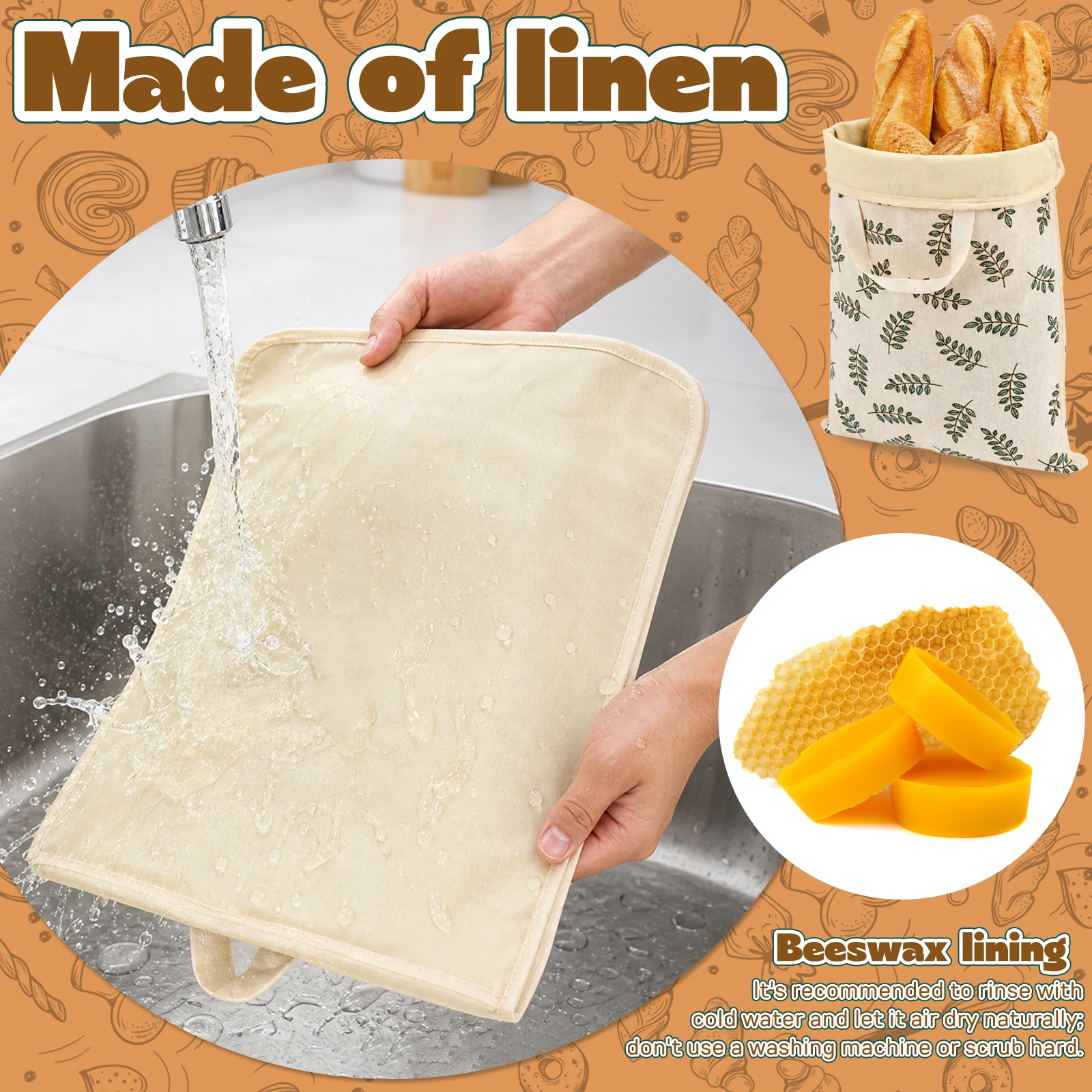 2Pcs Beeswax Linen Bread Bags  - Beeswax Food Wrap review and price