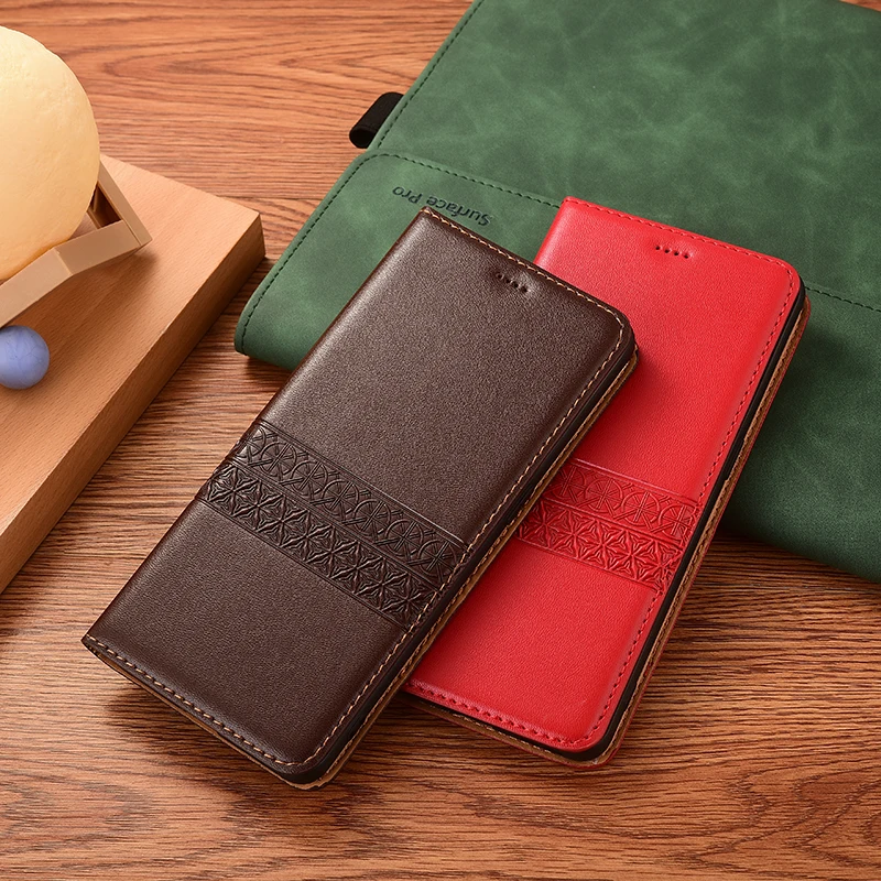 Nappa Pattern Genuine Leather Phone Case For Redmi 14C 14R 15 15C 4G 5G Magnetic Wallet Flip Cover Cases - Image 2